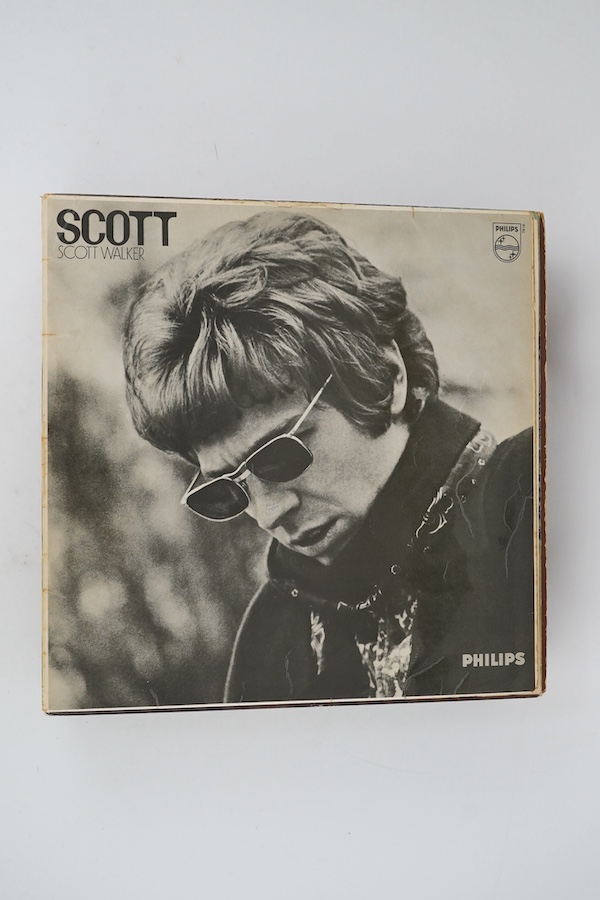 Twenty-three Scott Walker and the Walker Brothers LP record albums, including; Scott, Scott 3, Scott 4, ‘til the band comes in, The Moviegoer, Sings Jaqueline Brel, etc. Portrait and two further copies (all with photo in